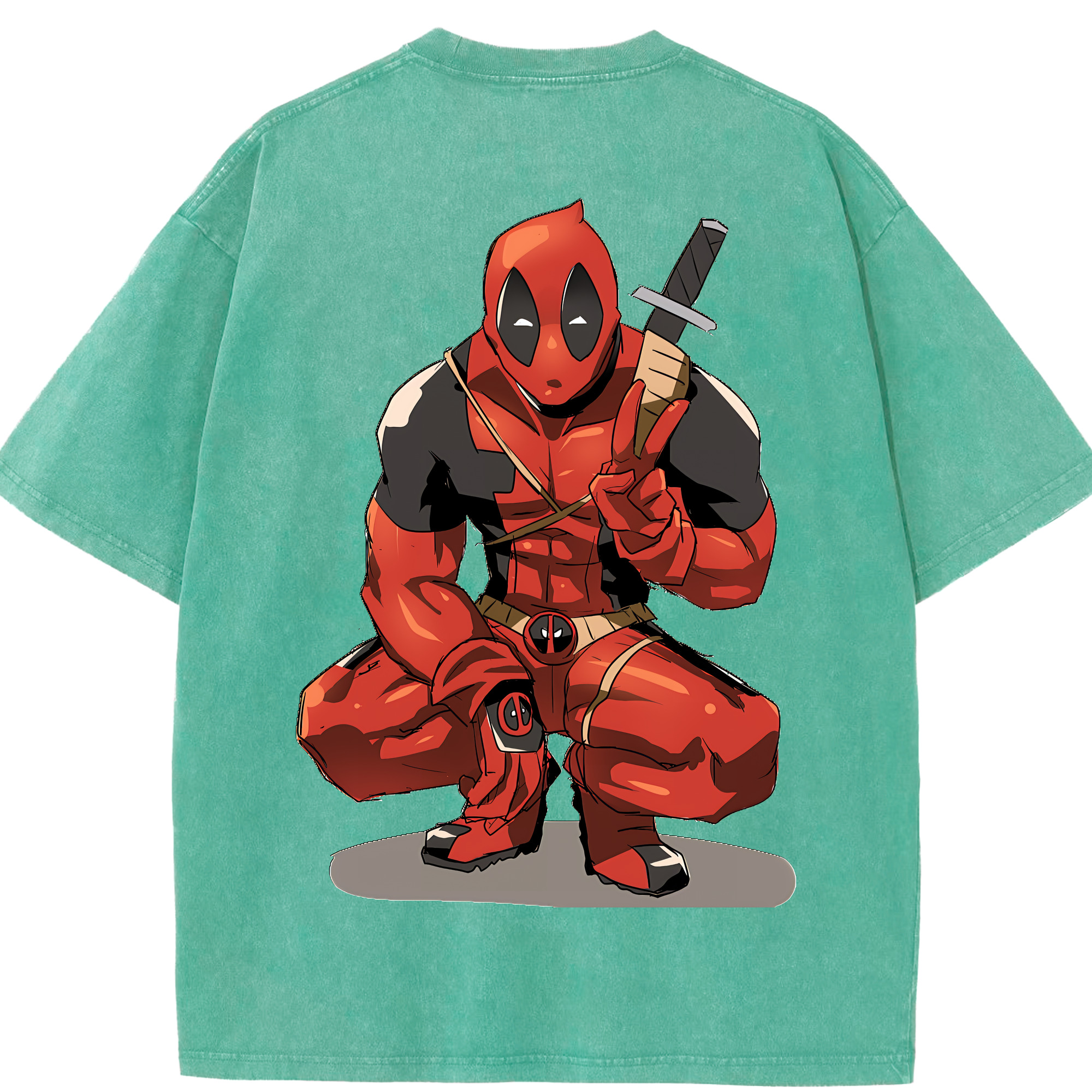 （画像用） Deadpool デッドプール 綿100% ヴィンテージ風 半袖Tシャツ（背面プリント）